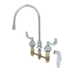 T&S B-2347-05 Medical Faucet, With Sidespray, 8 Inch Centers, Swivel Gooseneck, With Aerator | AV3QTG