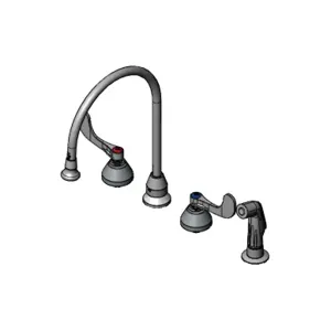 T&S B-2347-07 Medical Faucet, With 7 Feet Sidespray, 8 Inch Centers, Gooseneck, With Rosespray | AV3QTK