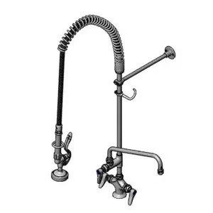 T&S B-2349-05 Base Faucet, Built-In Spring Checks, Single Hole Base, Flexible Connector Hoses | AV3QTV