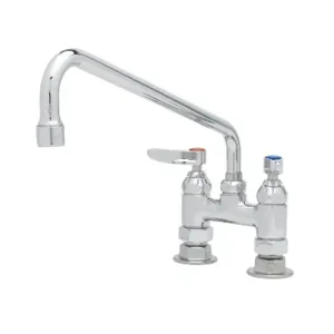 T&S B-2390 Mixing Faucet, Deck Mt., 4 Inch, 14 Inch Swing Nozzle, 1/2 Inch NPT Female Inlets | AV3QUX