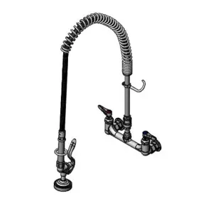 T&S B-2400 Pre-Rinse Faucet Unit, Spring Action, Wall Mount, 8 Inch Centers | AV3QVE