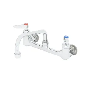 T&S B-2414-CR-SC Mixing Faucet, Wall Mt., 8 Inch, With CV Ceramas, 8 Inch Swing Nozzle | AV3QVJ