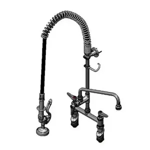 T&S B-2430-B145X44H Pre-Rinse Faucet, 8 Inch DeckMount, Eternas, 12 Inch ADF And 2.2 GPM Rosespray | CE6AAN