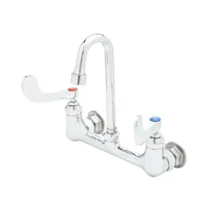 T&S B-2443-VF10 Faucet, Wall Mt., 8 Inch, 1.0 GPM VR Aerator, S/R Gooseneck | AV3QVU