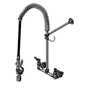 T&S B-2455-C Pre-Rinse Faucet, Overhead Spring, 8 Inch Wall Mount Base, 12 Inch Wall Bracket | AV3QWA