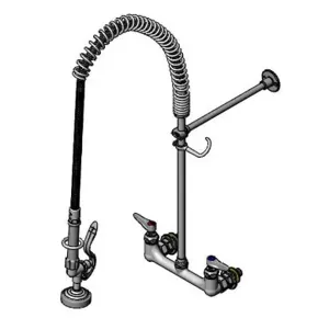 T&S B-2455 Pre-Rinse Faucet, Overhead Spring, Wall Mount, 8 Inch Centers | AV3QVZ