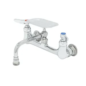 T&S B-2484 Lavatory Faucet, 8 Inch Wall Mt., 6 Inch Swing Nozzle, With Soap Dish | AV3QWT