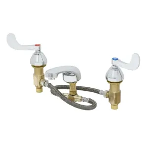 T&S B-2485 Lavatory Faucet, 8 Inch Centers, Flexible Supplies, Cast Spout, Aerator | AV3QWU