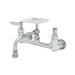 T&S B-2489 Double Pantry Faucet, 6 Inch Soap Dish Swing Nozzle, Lever Handles | AV3QWY