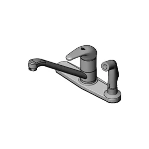 T&S B-2730-3H Single Lever Faucet, With 4 Feet Side Spray, For 3-Hole Sinks | AV3QYK