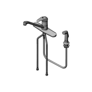 T&S B-2730 Single Lever Faucet, 48 Inch Sidespray, 9 Inch Spout, Swivel Base | AV3QYH