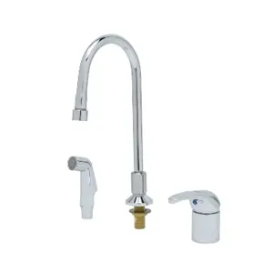 T&S B-2744 Faucet, Single Lever Side Mount Control, Sidespray, Rigid Gooseneck, VR Aerator | AV3QZF