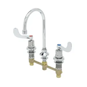 T&S B-2820-01 Metering Faucet, 8 Inch Centers, Rigid/Swivel GN, With 2.2 GPM Aerator | AV3QZN