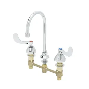 T&S B-2867-04-F05 Faucet, 4 Inch Handles, Rigid/Swivel Gn, With 0.5 Gpm Non-Aerated Spray Device | AV3RDZ