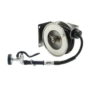 T&S B-7102-01 Hose Reel, Open, Stainless Steel, 3/8 Inch x 12 FT, Spray Valve | AV3RLW