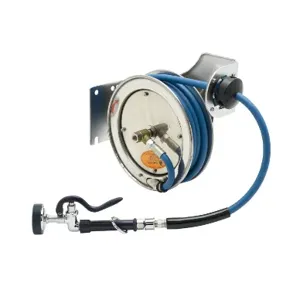 T&S B-7112-01 Hose Reel, Open, Stainless Steel, 3/8 Inch x15 Feet, Spray Valve | AV3RMB