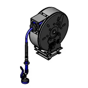 T&S B-7122-C01-PPB Hose Reel, Stainless Steel, 3/8 Inch x 30 Feet, With Painted Pivot Bracket | CE6ADR