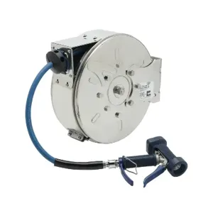 T&S B-7122-C05 Hose Reel, Enclosed, Stainless Steel, 3/8 Inch ID x 30 Feet Hose | AV3RMN