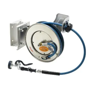 T&S B-7132-01-ESB Hose Reel, Stainless Steel, 3/8 Inch x 35 Feet, With SS Swing Bracket | AV3RMU