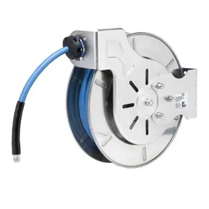 T&S B-7133-FG Hose Reel, Open, Stainless Steel, 1/2 Inch ID x 35 Feet Food-Grade Hose | CE6ADZ