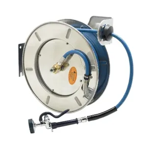 T&S B-7142-01 Hose Reel, Open, Stainless Steel, 3/8 Inch ID x 50 Feet Hose, Spray Valve | AV3RNK