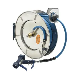 T&S B-7142-05 Hose Reel, Open, Stainless Steel, 3/8 Inch x 50 Feet Hose | AV3RNN