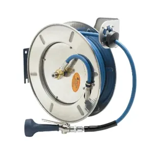 T&S B-7142-08H Hose Reel, 50 Feet, Open, 3/8 Inch, SS, Hi-Flow Spray Valve | AV3RNP