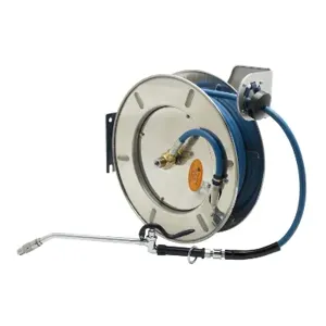 T&S B-7142-10 Hose Reel, 3/8 Inch ID x 50 Feet Hose, Open SS Reel, Extended Spray Wand | AV3RNR