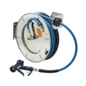 T&S B-7143-07 Hose Reel, Open, Stainless Steel, 1/2 Inch x 50 Feet Hose | AV3RPH