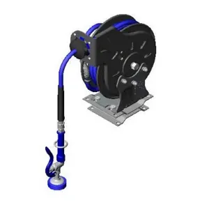 T&S B-7212-01-PPB Hose Reel, Coated, 3/8 Inch x 15 Feet, With Painted Pivot Bracket | AV3RPM