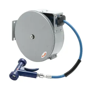 T&S B-7222-C11 Hose Reel, Enclosed, Epoxy Coated Steel, 3/8 Inch x30 Feet, Aluminium Water Gun | AV3RQE