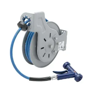 T&S B-7232-11 Hose Reel, Open, Epoxy Coated Steel, 3/8 Inch x35 Feet, Aluminium Water Gun | AV3RQR