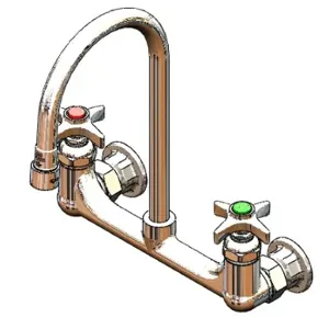 T&S BL-2012-01 Sink Mixing Faucet, 8 Inch Wall Mount, Rigid Gooseneck, 2.2 GPM VR Aerator | AV4BAC