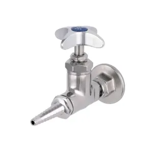 T&S BL-4350-01 Lab Panel Flange, Straight Stop, Serrated Tip Outlet, 3/8 Inch NPT Inlet | AV4BBZ