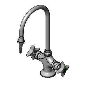 T&S BL-5704-01 Lab Mixing Faucet, Swivel/Rigid Gooseneck, Serrated Tip | AV4BFC