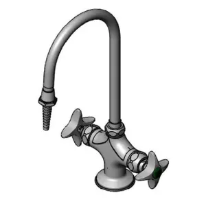 T&S BL-5704-02 Lab Mixing Faucet, Swivel Gooseneck, Serrated Tip | AV4BFD