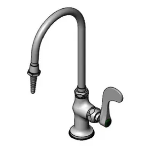 T&S BL-5705-01WH4 Lab Faucet, Single Temp, Deck Mt., Swivel/Rigid Gooseneck, Serrated Tip | CE6AFN