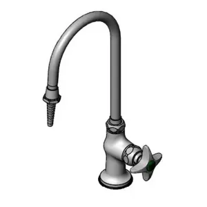 T&S BL-5705-02 Lab Faucet, Single Temp Control, Swivel Gooseneck, Serrated Tip, 4-Arm Handle | AV4BFN