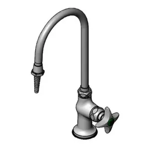 T&S BL-5705-03 Lab Faucet, Single Temperature Control, Rigid/Swivel Gooseneck, Serrated Tip | AV4BFP