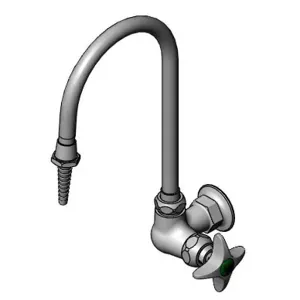 T&S BL-5710-01 Lab Faucet, Single Temp, Wall Mount, Swivel/Rigid Gooseneck, Serrated Tip | AV4BGK