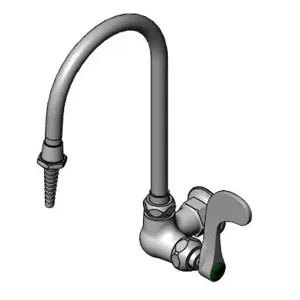 T&S BL-5710-01WH4 Lab Faucet, Single Temp, Wall Mt., Swivel/Rigid VB Nozzle, Serrated Tip | CE6AFP