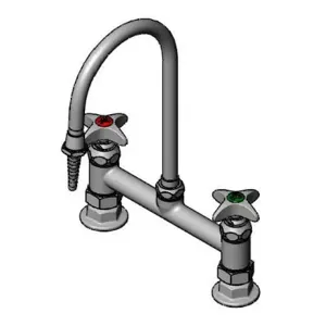 T&S BL-5715-01 Lab Mixing Faucet, 8 Inch Deck Mount, Swivel/Rigid Gooseneck, Serrated Tip | AV4BGP