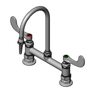 T&S BL-5715-01WH4 Lab Mixing Faucet, 8 Inch Deck Mt., Swivel/Rigid Gooseneck, Serrated Tip | CE6AFR