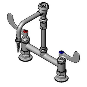 T&S BL-5715-09CRWH4 Lab Faucet, 8 Inch Deck Mt., Ceramas, Swivel VB Nozzle, Serrated Tip | CE6AFT