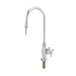 T&S BL-5850-01TL Lab Faucet, Tin Lined, Single Temp, Swivel/Rigid Gooseneck, Serrated Tip | AV4BHQ