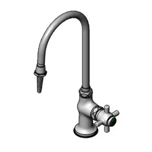 T&S BL-5850-02 Single Temp Lab Faucet, With Swivel Gooseneck, Serrated Tip, Self Closing Handle | AV4BHT