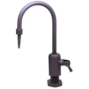 T&S BL-9515-01 Lab Faucet, Dual-Control Handle, Gray PVC, Rigid Gooseneck, Serrated Tip | AV4BJP