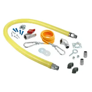 T&S HG-2C-48K-FF Gas Hose, With 1/2 Inch NPT x 48 Inch, Cable Kit | AV9YAU