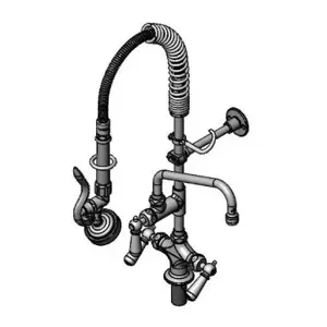 T&S MPX-2DCN-08-CR Pre-Rinse Faucet Unit, Spray Valve, 8 Inch Swing Nozzle, Ceramas And Club Handle | AW4BTX