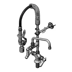 T&S MPY-2DCN-08-CR Mini Pre-Rinse Faucet unit, 8 Inch Swivel Nozzle, Ceramas, And Club Handles | AW4BUE